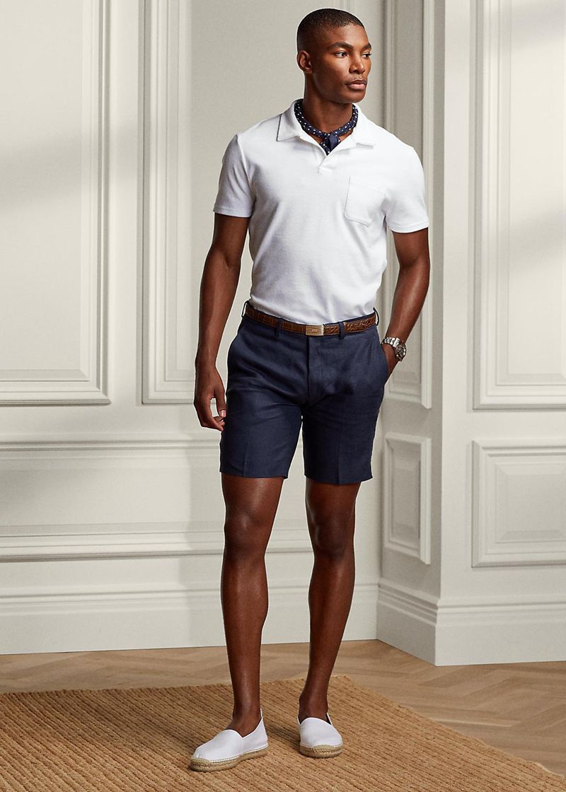 Polowka Purple Label Męska Białe Custom Wąskie Fit Terry 210875-AOF